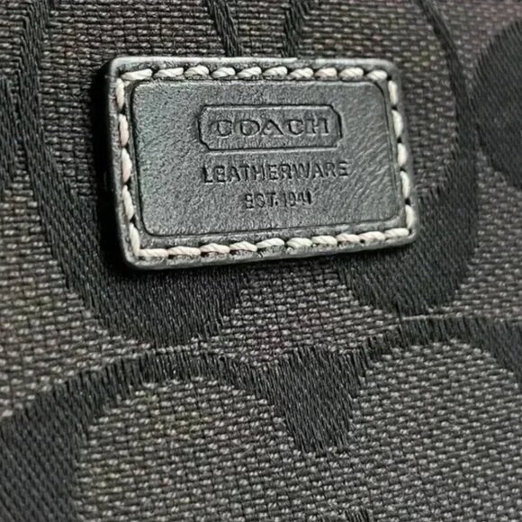 Coach Black Monogram Jacquard Leather Wristlet Wallet Small Designer Bag - Picture 2 of 7